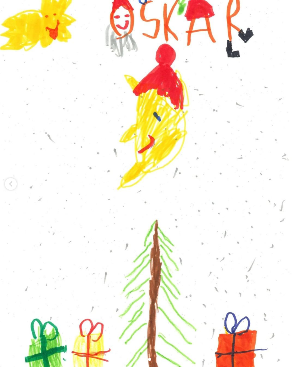 Weihnachtsbild, von einem Kind gemalt
