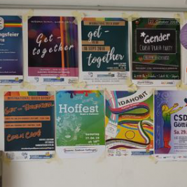 Poster von veranstaltungen des Queeren Zentrums